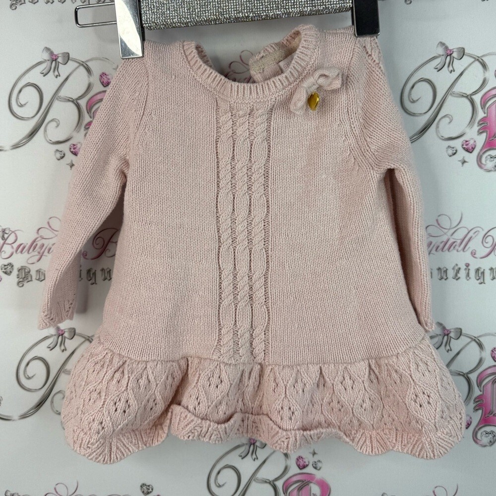 Shabby Chic knit sweater ruffle frilly bow ribbon Blush Knit Sweater for Kids